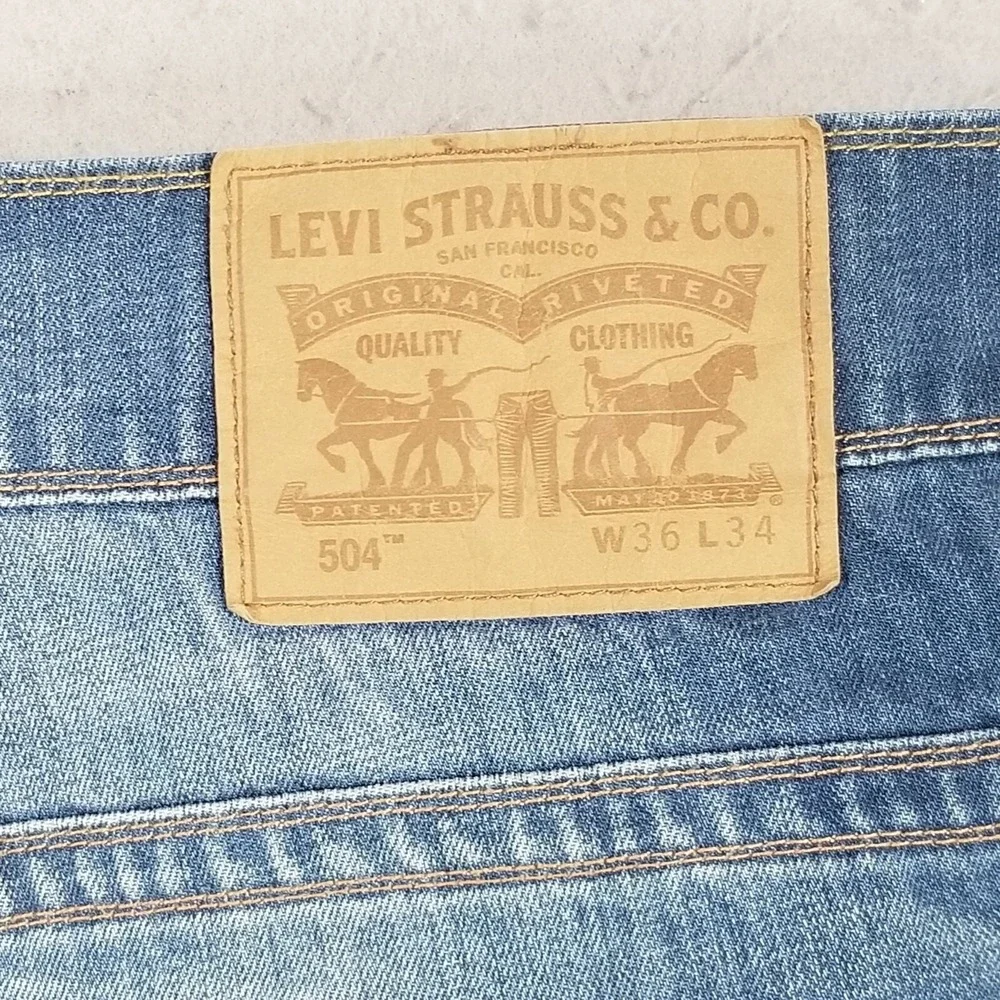 Levi's 504 jeans men's 36x28 relaxed fit straight blue denim pants retro